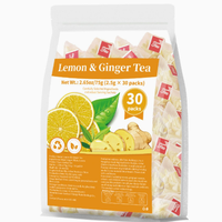 Thé au citron et au gingembre - Mélange d'herbes naturelles pour la chaleur et la digestion, chaud ou glacé, 30 sachets individuels, OEM/ODM disponible