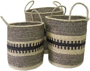 Cesta de ervas marinhas com preço barato, cesta de armazenamento artesanal 100% artesanal com tampa, compra em grande quantidade