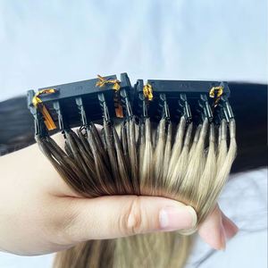 Extensions de cheveux humains vierges européens Remy 100% non traités, invisibles, super double drawn, micro-liens 6D, pointes 2nd-Feathers, vente en gros - Product Image 4