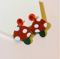 Boucles d'oreilles fruits pour filles mignonnes, bijoux nouvelle mode, couleur néon, résine cerise, boucles d'oreilles géométriques fraise, vente en gros