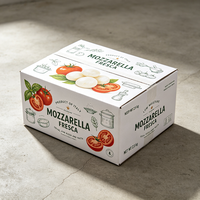 Boîte en carton ondulé blanc imprimée offset de qualité supérieure, production rapide en 72h, pour fromage mozzarella fresca d'Italie, emballage alimentaire