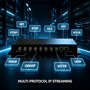 Encodeur vidéo en direct H264 <span class=keywords><strong>H265</strong></span> 8 canaux SD HD 3G SDI SRT RTMP HLS UDP IP Streaming Encoder - Product Image 2