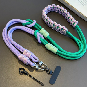 Weaving Colorful Mobile Phone <b>Lanyards</b> Crossbody Color-block Versatile Strap Girls Anti-loss Shoulder And Back Strap Chain - Product Image 4