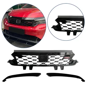 Frontstoßstange Kühlergrill ABS schwarzes glänzendes Zubehör Karbonfaser-Kühlergrill Frontstoßstange-Kühlergrill Frontlampe Augenbraue für Honda City 2023