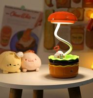 Lampe de nuit créative en forme de hamburger, taille-crayon LED en ABS, lampe de bureau pour chambre à coucher avec rangement