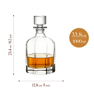 <span class=keywords><strong>Carafe</strong></span> à <span class=keywords><strong>whisky</strong></span> en verre à fond épais de 1000 ml, bouteille à spiritueux en cristal, <span class=keywords><strong>carafe</strong></span> à liqueur pour bar, bouchon hermétique, design octogonal de luxe - Product Image 4