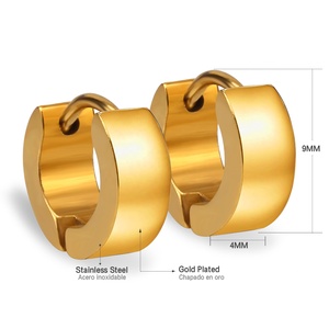 Boucles <span class=keywords><strong>d</strong></span>'oreilles créoles lisses en acier inoxydable plaqué or 18 carats pour femmes, <span class=keywords><strong>prix</strong></span> <span class=keywords><strong>usine</strong></span> Ason, collection mode 2024 - Product Image 5