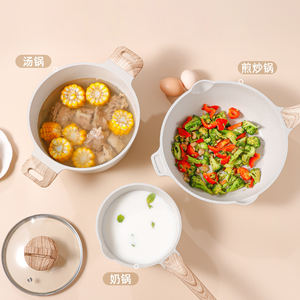 Ensemble de casseroles et poêles antiadhésives de cuisine 4 pièces Ensemble d'ustensiles de cuisine en aluminium antiadhésif avec revêtement en céramique Casseroles et poêles à frire - Product Image 5