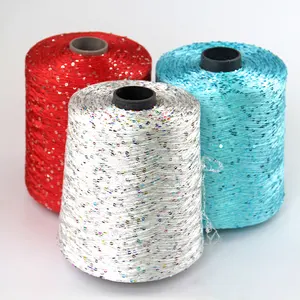 fancy yarn factory wholesale viscose polyester colorful shiny sequins yarn for knitting machine