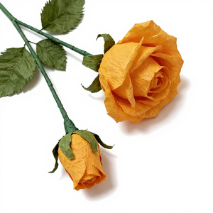 ورود صفراء مجعدة من ورق الكريب الاصطناعي - زهور واقعية مصنوعة يدويًا للديكور البسيط في العام الجديد والعودة إلى المدرسة - Product Image 4