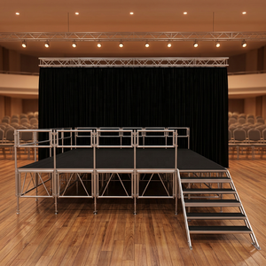 Plateforme de scène en aluminium modulaire, portable, hauteur réglable, sans outils, pour concert, mariage, événement - Product Image 3