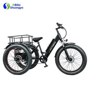 26 אינץ חשמלי trike 3 גלגל למבוגרים אופניים חשמליים 48v 250w 350w 500w 750w חשמלי מטען אופני שומן צמיג תלת אופן חשמלי