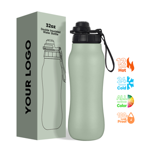 Bouteille d'eau de sport en acier inoxydable Flacon isolé multifonctionnel en forme de <span class=keywords><strong>gourde</strong></span> pour activité de plein air Voyage Drinkware froid - Product Image 6