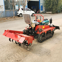 Mesin bajak Rotari Mini Tiller kualitas tinggi taman Moto traktor mikro mesin bajak Rotari Tiller dengan trek karet