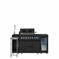 Ensemble de barbecue à gaz pour cuisine extérieure autoportante avec évier et réfrigérateur, installation facile pour patio et jardin