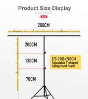 Support de fond de scène 200x200cm pour studio photo, kit de support pour arrière-plans de photographie, accessoires pour portraits et prises de vue de produits, compatible avec les fonds en PVC