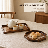 Plateau de service en bois en gros, rectangulaire et octogonal, en bois massif pour la cuisine et la décoration du salon
