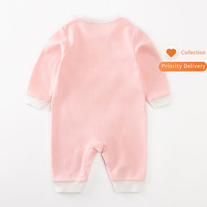 Mono de algodón unisex para bebé con babero, ideal para otoño, venta al por mayor - Product Image 3