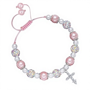 Regali per Prima Comunione e Battesimo per Ragazze - Braccialetti Religiosi in Lega con Perle Imitate (Dio Ti Benedica) per Figlia/Sorella Cattolica - Product Image 5