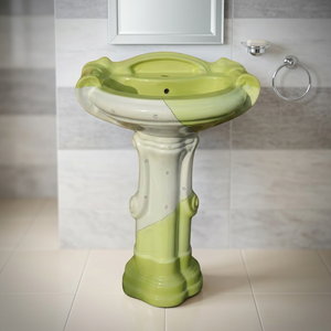 Sterling Fancy Pattern Round Ceramic Wash Basin with Full Pedestal Designer Bathroom Sanitary Ware - Product Image 4