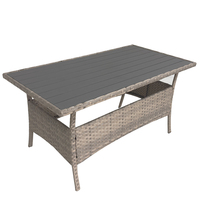 Table de salle à manger rectangulaire d'extérieur en rotin PE, table de jardin avec plateau en WPC, personnalisable, vente en gros d'usine