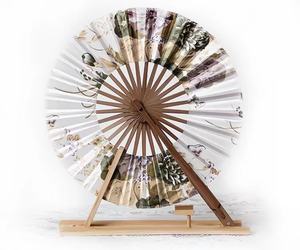 พัดพับญี่ปุ่น พัดพับสำหรับสุภาพสตรี ขายส่ง พัดมือทรงกลมแบบหมุน - Product Image 3