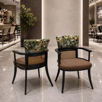 Chaise de salle à manger en rotin avec structure métallique, siège rembourré en cuir, style moderne, pour restaurant, café, bistrot, banquet