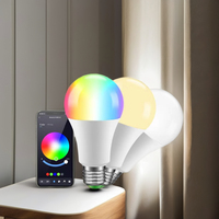 Ampoule LED Intelligente Tuya 9W E27 RGB 3000-6500K Dimmable avec Bouton Manuel Wi-Fi pour Contrôle par Application AC 85-265V Éclairage Domestique