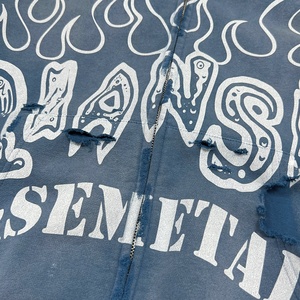 Vente en gros : Sweat à capuche zippé en molleton bouclette, coton épais, coupe ample, effet vieilli, délavé à l'acide, avec motif graphique de créateur, pour homme et unisexe - Product Image 4