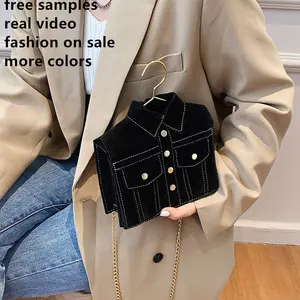 2022 Retro Suede Women's Shoulder Tote Bag Jacket Shaped Clothes Purse Personal Fashion Matter Leather crossbody bag for women