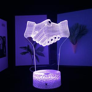 Sevgililer Günü Hediyesi Gece Lambası Oda Dekorasyonu Işıkları Akrilik El Sıkıştırmalı Beyaz 3D Akrilik Gece Lambası Fabrika Toptan Satış Dropship - Product Image 1