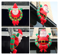 Guirlande de Noël gonflable murale de 2 m facile à installer, Père Noël gonflable imperméable, décoration de Noël gonflable durable