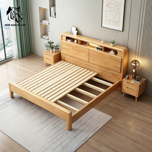 Lit queen size en bois, 1,5 m, nouveau design, éco-responsable, grand stock, logo personnalisé, meilleur prix, fourniture directe d'usine, mobilier de chambre à coucher. - Product Image 2