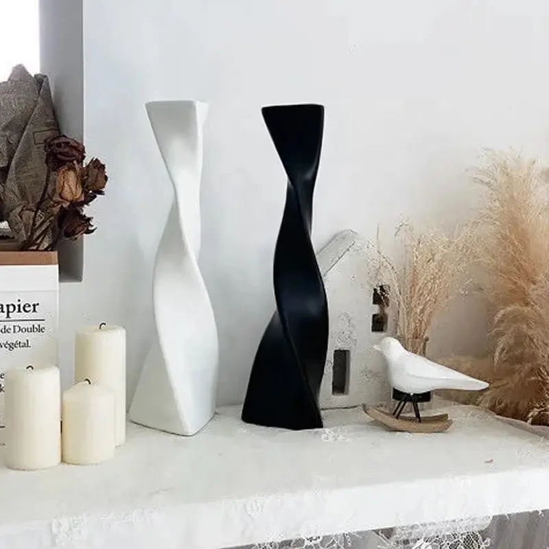 Hot Sale Nordic Keramik vase Moderne einfache hohe schlanke Vase verdrehte hohe kreative Vasen für zu Hause Wohnzimmer Desktop-Dekoration