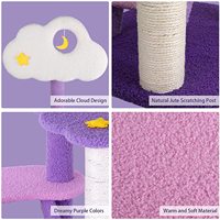 Condo d'usine personnalisé de luxe moderne en bois massif grand chat violet griffoir grimpant pour chats avec grattoirs et lit