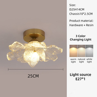 Plafonnier moderne européen en forme de fleur, en résine, avec source lumineuse LED, montage en surface pour salle de bain, 3500K, lumière chaude