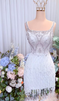 Robe de mariée de luxe scintillante avec strass, perles et mini-franges en cristal pour le look de mariage suivant