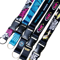 Lanière de sécurité personnalisée en polyester pour clés, avec boucle détachable, sangle pour badge d'identification et logo imprimé par sublimation sur mesure – Vente en gros