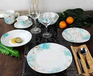 GXKC Gold Flower <span class=keywords><strong>Vajilla</strong></span> Platos de porcelana de cerámica Royal New Bone China Dinner Sets <span class=keywords><strong>Vajilla</strong></span> de lujo - Product Image 6