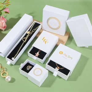 Изготовленный на заказ логотип картонный белый ювелирный подарок ожерелье ящик коробки пакет раздвижные кольца бумажная коробка с вставкой для упаковки ювелирных изделий - Product Image 4