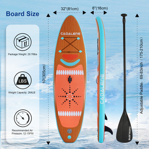Planche à pagaie <span class=keywords><strong>gonflable</strong></span> à grain <span class=keywords><strong>de</strong></span> bois en PVC <span class=keywords><strong>de</strong></span> haute qualité Sup PaddleBoards pour le surf, la pêche et le yoga - Product Image 4
