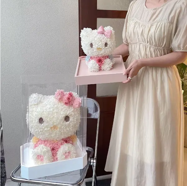 Kawaii sanrios bouquet di peluche orsacchiotti di fiori immortali bouquet di fiori matrimonio regalo di san valentino ciao il mio bouquet di gattini ripieni