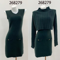 Bettergirl Nouvelle Collection Automne 2026 Ensemble Deux Pièces : Haut en Maille Côtelée à Col Montant Style Français et Robe Débardeur Sans Manches