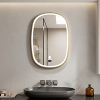 Espejo LED Impermeable IP44 con Antivaho, Interruptor Táctil de un Botón, Marco de Aluminio Dorado con Forma Contorneada para Baño
