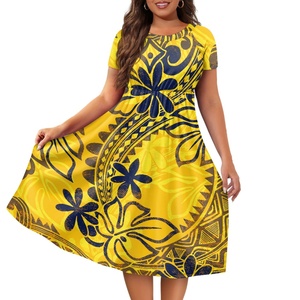 1moq thả vận chuyển Hawaii nhiệt đới phong cách thiết kế tùy chỉnh thời trang hợp thời trang giản dị của phụ nữ ngắn tay Ăn mặc - Product Image 4