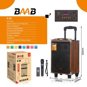 B-Q8 8 Inch Ngoài Trời Không Dây Bằng Gỗ Supper Bass Xe Đẩy Bt Loa Mic <span class=keywords><strong>FM</strong></span> Đài Phát Thanh Loa Siêu Trầm Supper Bass Karaoke Loa - Product Image 6