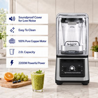 Mixeur Commercial Robuste 2200W Moteur Cuivre 5+ Vitesses Capacité 2.0L Pour Smoothies et Broyage