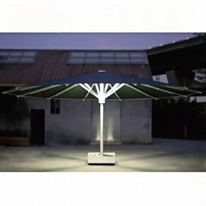 Cafe Shop Aluminum Alloy Frame Fabric Roof <b>Umbrella</b> Outdoor Waterproof Round White Shading <b>Umbrella</b> - Product Image 3