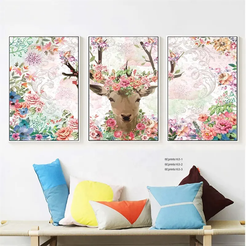Dipinti Per La Parete del Soggiorno Hanno Cornice Moderna Animale Libertà di Legno Combinazione di Arte Foto in Bianco Cornice Collage Set