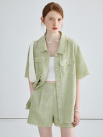 VEGA CHANG Nouvelle Collection Pré-Collection Automne 2026 Ensemble Décontracté Deux Pièces : Veste à Manches Courtes et Short Droit